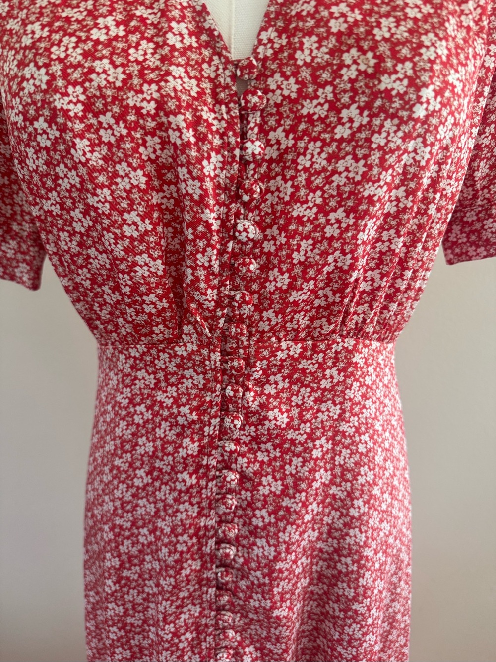 The Kooples Red Floral Button-Front Midi Dress - Picture 6 of 9